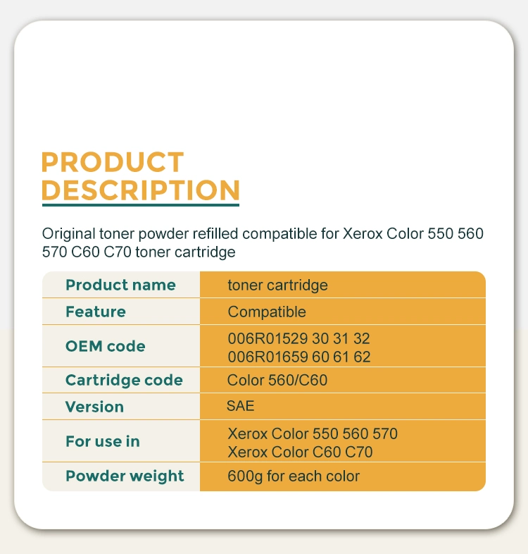 Compatible for Use in Xerox Color 550 560 570 Toner Cartridge