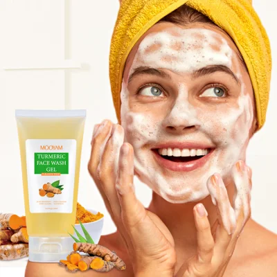 OEM Private Label Cura della pelle Pulizia profonda Gel per il lavaggio del viso Trattamento dell'acne Detergente viso sbiancante all'estratto di curcuma